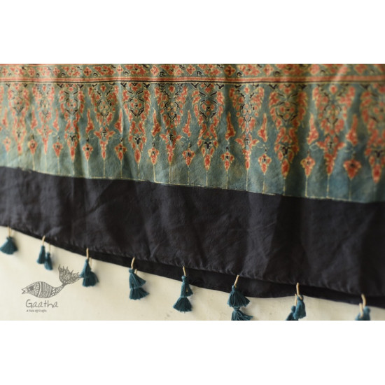 buy Ajrakh Mulberry Silk Dupatta ~ Natural Dyed