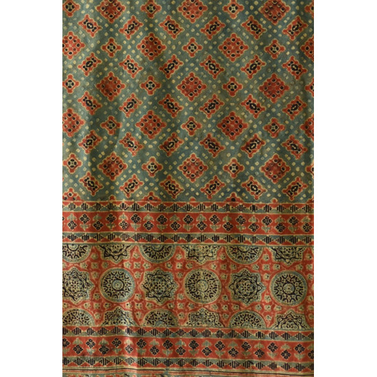 buy Ajrakh Mulberry Silk Dupatta ~ Natural Dyed