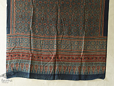 Blue & Red Ajrakh Block Printed Mulberry Silk Dupatta