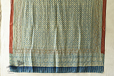 Ajrakh Mulberry Silk Dupatta ~ Natural Dyed - Light Blue
