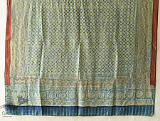 Ajrakh Mulberry Silk Dupatta ~ Natural Dyed - Light Blue