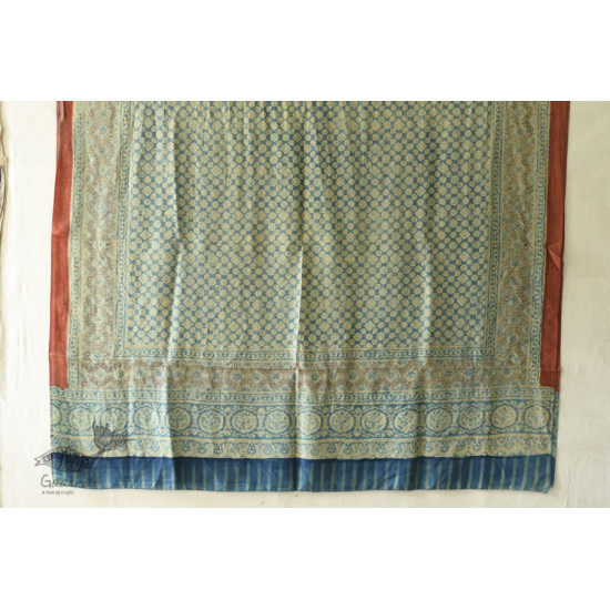 buy Ajrakh Mulberry Silk Dupatta ~ Natural Dyed