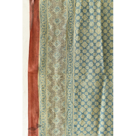 buy Ajrakh Mulberry Silk Dupatta ~ Natural Dyed