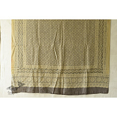 Ajrakh Natural Dyed ~ Mulberry Silk Dupatta - Beige & Brown