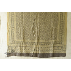 Ajrakh Natural Dyed ~ Mulberry Silk Dupatta - Beige & Brown