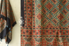 Ajrakh Mulberry Silk Dupatta ~ Natural Dyed - L