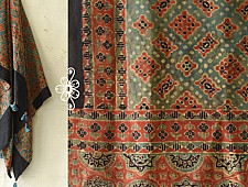 Ajrakh Mulberry Silk Dupatta ~ Natural Dyed - L