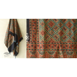 Ajrakh Mulberry Silk Dupatta ~ Natural Dyed - L