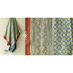Ajrakh Mulberry Silk Dupatta ~ Natural Dyed - Light Blue