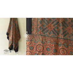 Ajrakh Natural Dyed ~ Mulberry Silk Dupatta - A