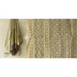 Ajrakh Natural Dyed ~ Mulberry Silk Dupatta - Beige & Brown