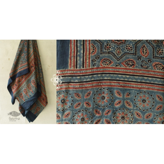 buy Ajrakh Block Printed Mulberry Silk Dupatta