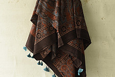Sakhi . सखी ⁂ Ajrakh Block Printed Pure Cotton Dupatta - 22