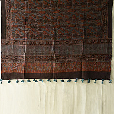 Sakhi . सखी ⁂ Ajrakh Block Printed Pure Cotton Dupatta - 22