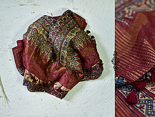 Nandini . नंदिनी ⚘ Organza Ajrakh Saree With Zari Border ⚘ 7