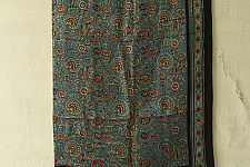 Neelanjana . नीलांजना ~ Square Ajrakh Silk Scarf - Flower Motif