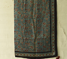 Neelanjana . नीलांजना ~ Square Ajrakh Silk Scarf - Flower Motif