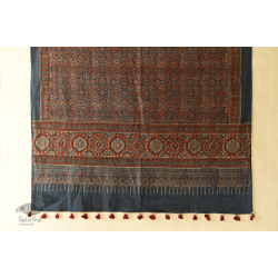 Sakhi . सखी ~ Ajrakh Block Printed Pure Cotton Dupatta - J