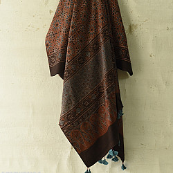 Sakhi . सखी ⁂ Ajrakh Block Printed Pure Cotton Dupatta - 24