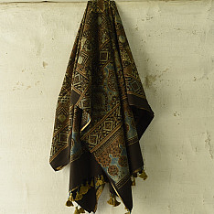 Sakhi . सखी ⁂ Ajrakh Block Printed Pure Cotton Dupatta - 25