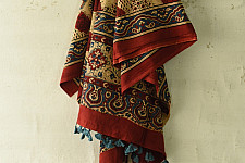 Sakhi . सखी ⁂ Ajrakh Block Printed Pure Cotton Dupatta - 26