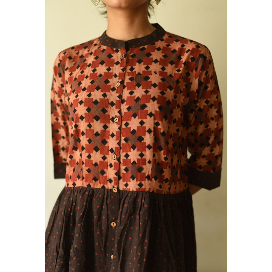 shop Designer Brown Doted Cotton Dress