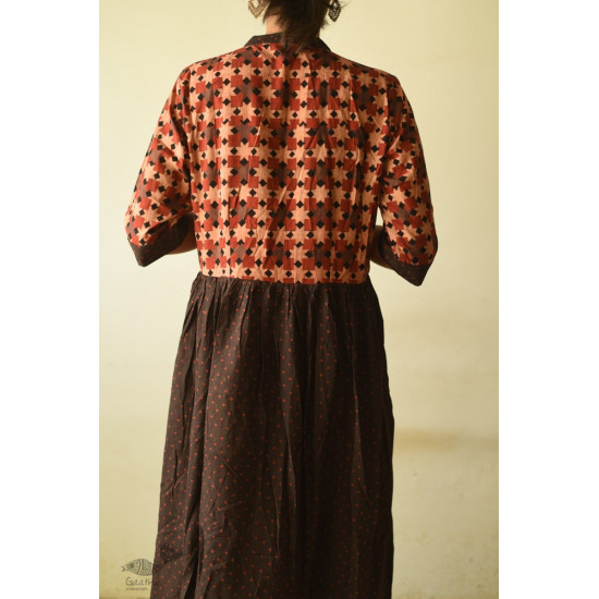 shop Designer Brown Doted Cotton Dress