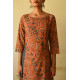 shop Ajrakh hand Block Printed Cotton brown Dress