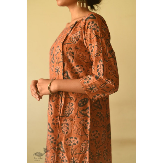 shop Ajrakh hand Block Printed Cotton brown Dress