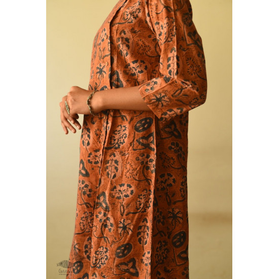 shop Ajrakh hand Block Printed Cotton brown Dress