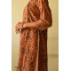 shop Ajrakh hand Block Printed Cotton brown Dress