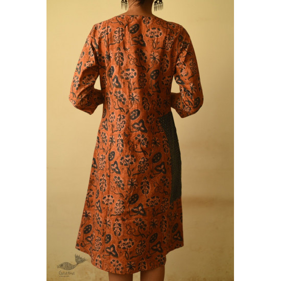 shop Ajrakh hand Block Printed Cotton brown Dress