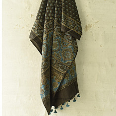 Sakhi . सखी ⁂ Ajrakh Block Printed Pure Cotton Dupatta - 29