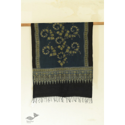 Kafi | Ajrakh Linen Stole - Blue