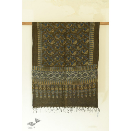 shop Ajrakh Block Print ~ Handloom Linen Stole