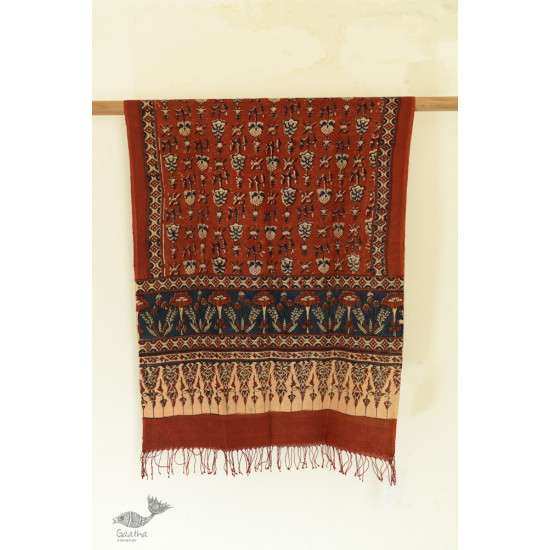 shop Handloom Linen - Ajrakh Printed Stole