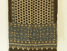 Kafi | Ajrakh Block Print ~ Handloom Linen Stole - Hina Colour