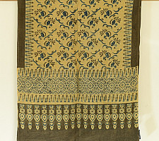 Kafi | Naturally Dyed Ajrakh Linen Stole - Mustard Yellow