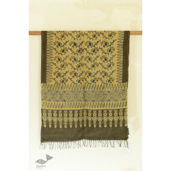 Kafi | Naturally Dyed Ajrakh Linen Stole - Mustard Yellow