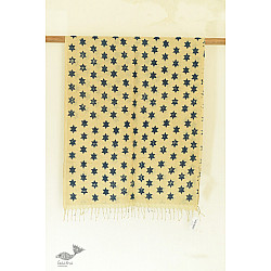 Kafi | Handloom Linen - Ajrakh Printed Stole - Stars