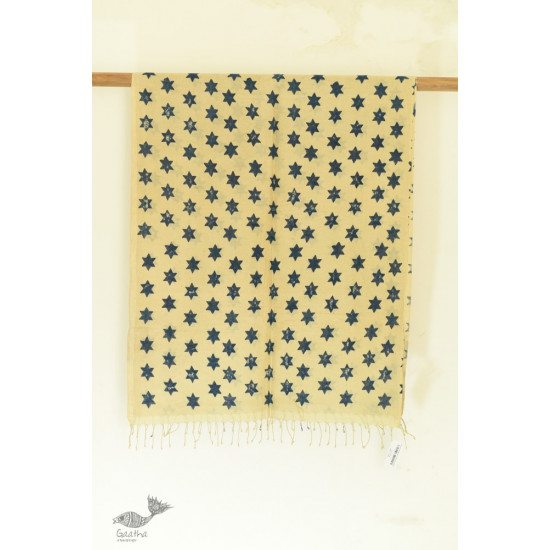 shop Handloom Linen - Ajrakh Printed Stole natural dyed