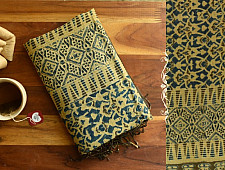 Kafi | Ajrakh Hand Block Printed ~ Linen Stole - Yellow & Green