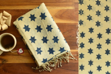 Kafi | Handloom Linen - Ajrakh Printed Stole - Stars