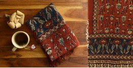 Kafi | Handloom Linen - Ajrakh Printed Stole with Natural Color