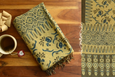 Kafi | Naturally Dyed Ajrakh Linen Stole - Mustard Yellow