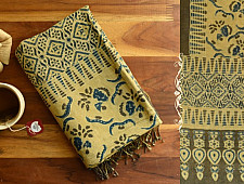 Kafi | Naturally Dyed Ajrakh Linen Stole - Mustard Yellow