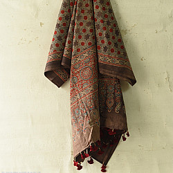 Sakhi . सखी ⁂ Ajrakh Block Printed Pure Cotton Dupatta - 31