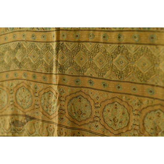 buy Ajrakh Natual Dyed Crape Dupatta - Green & Brown