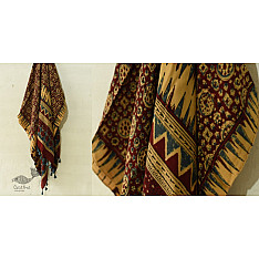 Ajrakh Printed Crape Dupatta - Red & Beige