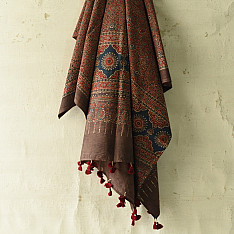 Sakhi . सखी ⁂ Ajrakh Block Printed Pure Cotton Dupatta - 32